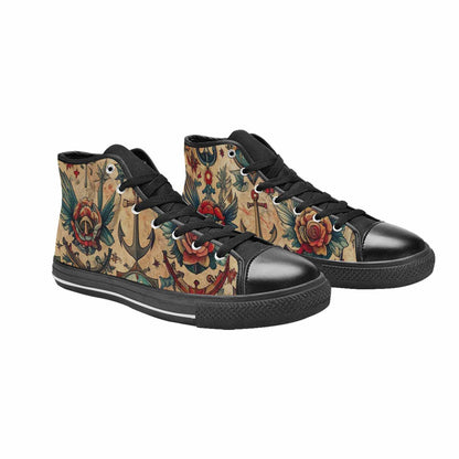 MEN'S Old School Tattoo High Top Canvas Surreal Custom Shoes