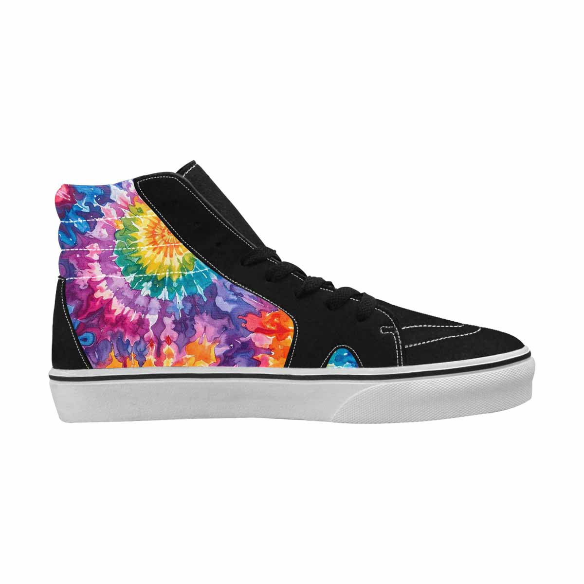 MEN'S Tie Dye Swirls Tie High Top Canvas Neon Fantasy Shoes
