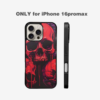 iPhone 16 Pro Max Case — Red Purple Skeletons Neon Drip Melting, Custom Art Phone Cover