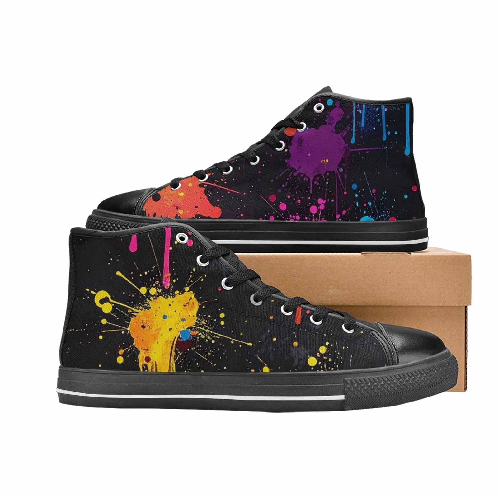 MEN'S Paint Splatter High Top Canvas Neon Fantasy Shoes