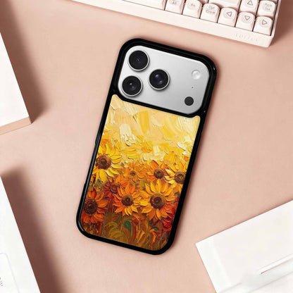 iPhone 17 Pro Case — Impressionist Sunflower Brushstroke Pattern Hundreds Floral, Custom Art Phone Cover