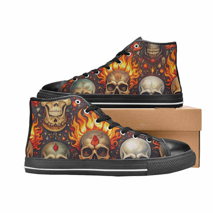 MEN'S Skulls - Flaming High Top Canvas Aesthetic Custom Sneakers