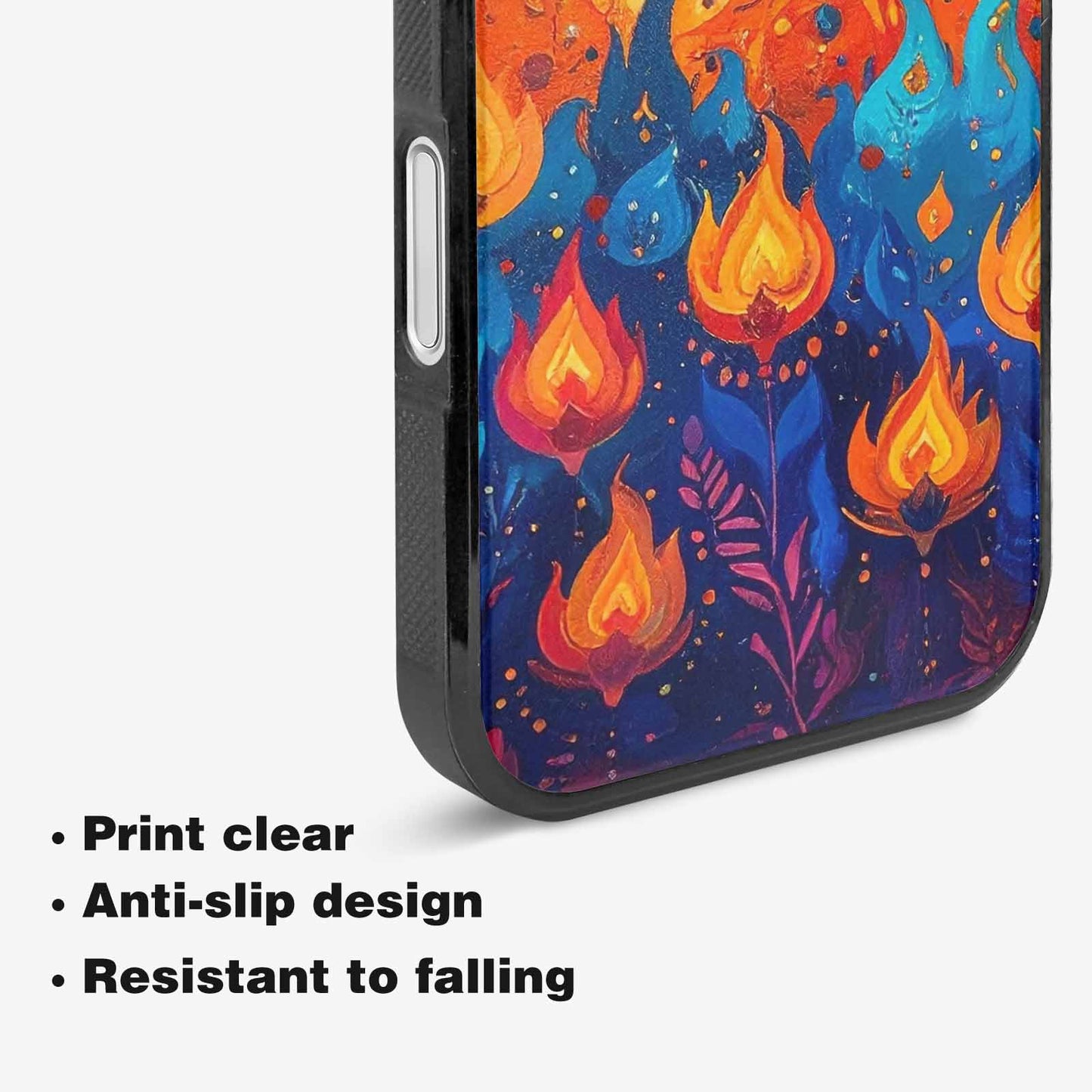 iPhone 16 Case — Flame Burst Full Color Vibrant Flame, Custom Phone Case
