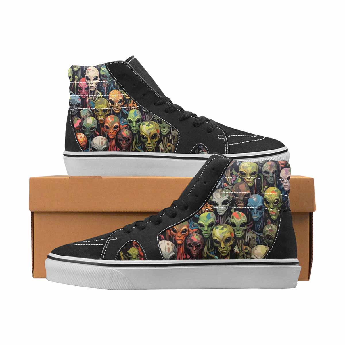 WOMEN'S Camo High Top Canvas Custom Design Wallpaper Art Custom Streetwear Shoes