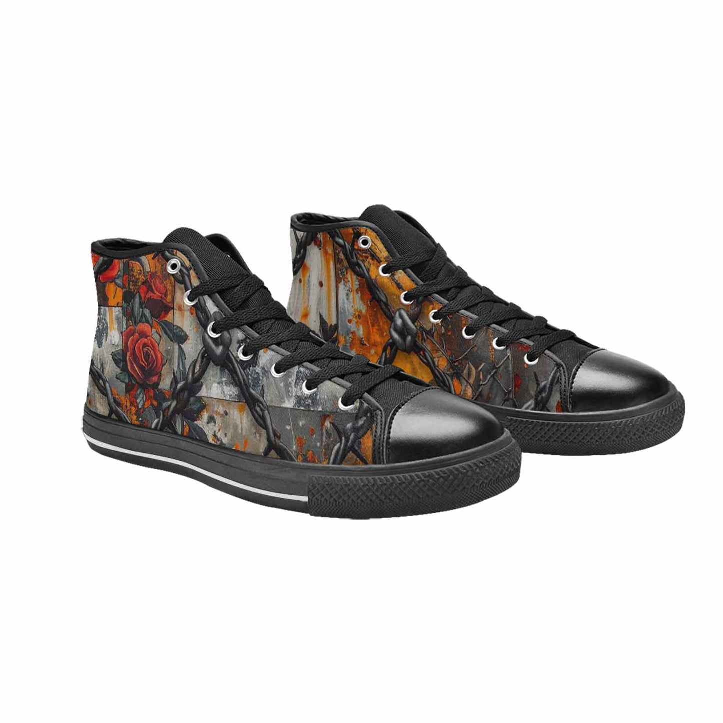 MEN'S Barbed Wire Chain High Top Canvas Vivid Custom Sneakers