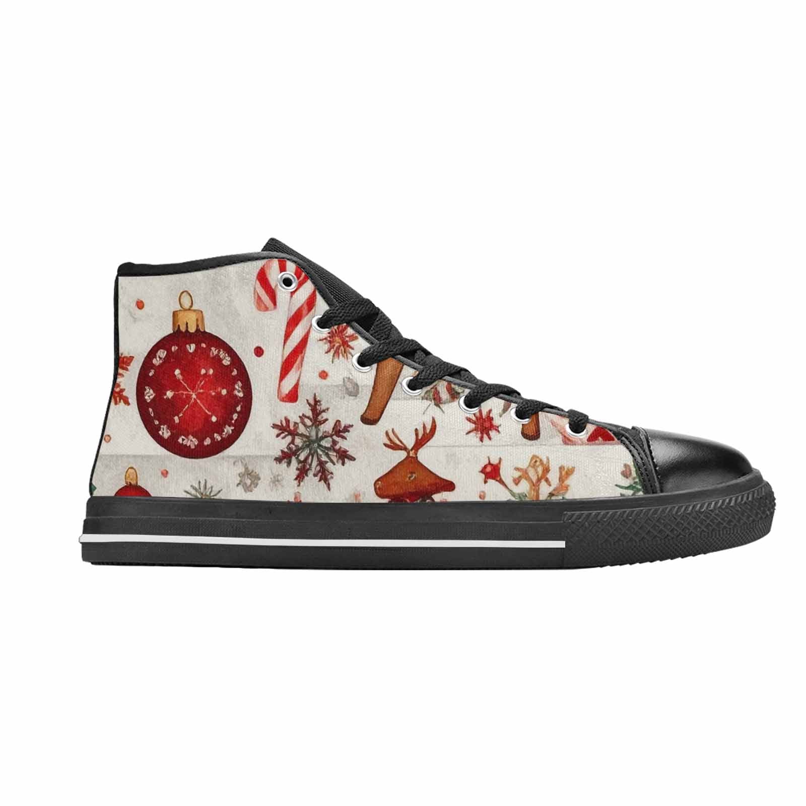 WOMEN'S Christmas Holly Snowflake High Top Canvas Cottagecore Sneakers