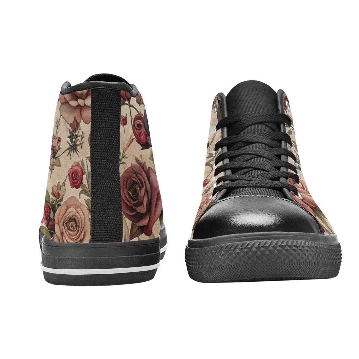 MEN'S Skulls - Roses High Top Canvas Cottagecore Sneakers