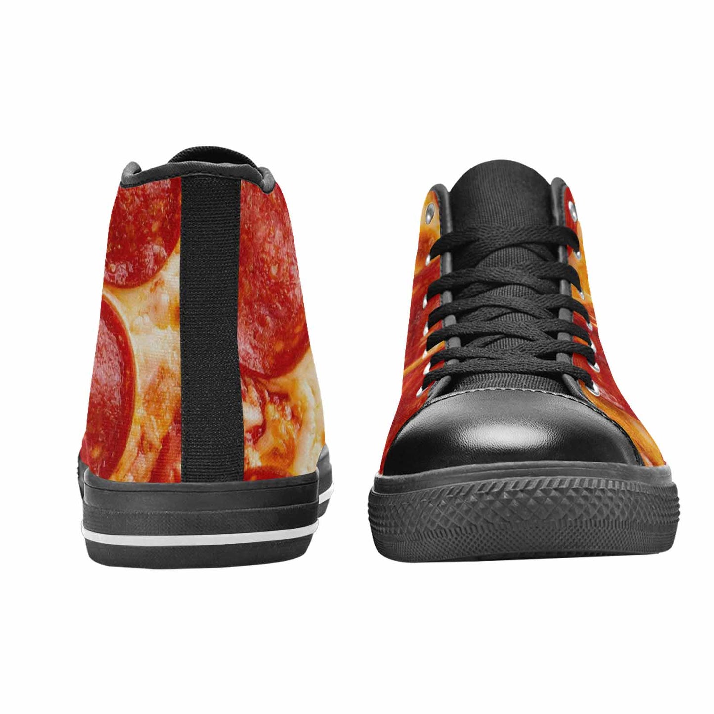 WOMEN'S Pepperoni Pizza Print High Top Canvas Dark Academia Shoes