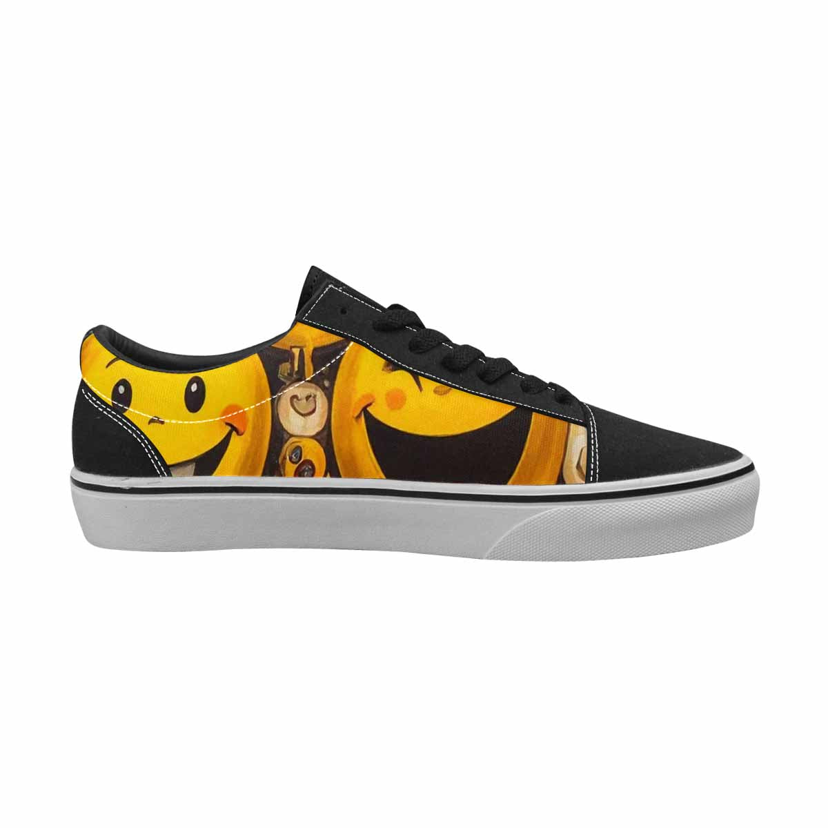 WOMEN'S Melting Moon Smiley — Lace-Up Canvas Y2K Custom Shoes