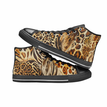 WOMEN'S Animal Print High Top Canvas Vivid Custom Sneakers