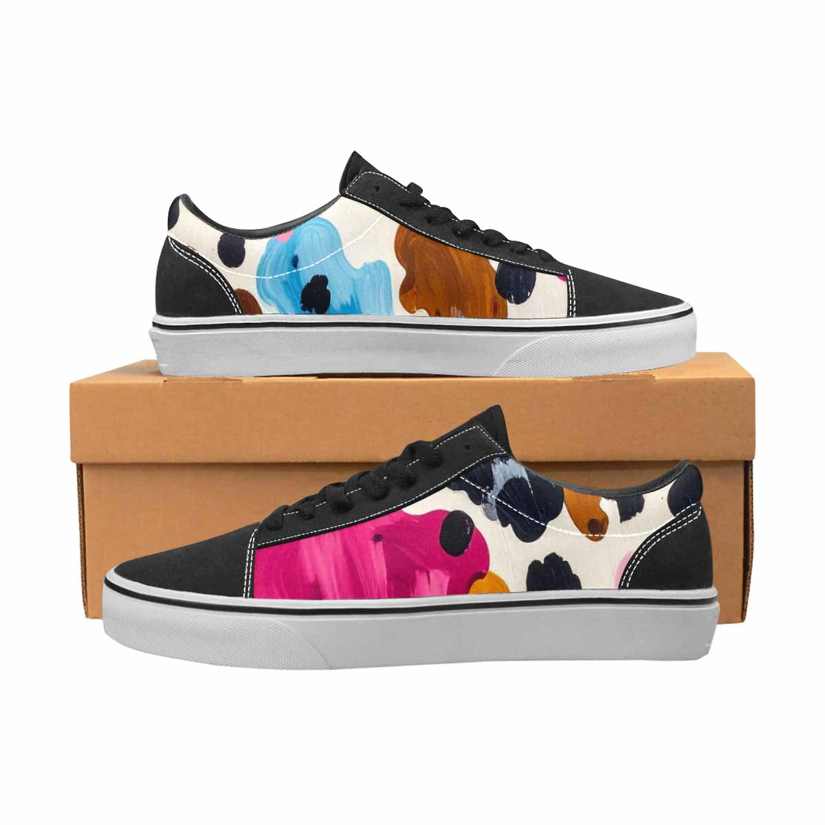 WOMEN'S Cow Animal Print Canvas Lace-Up Dreamcore Shoes