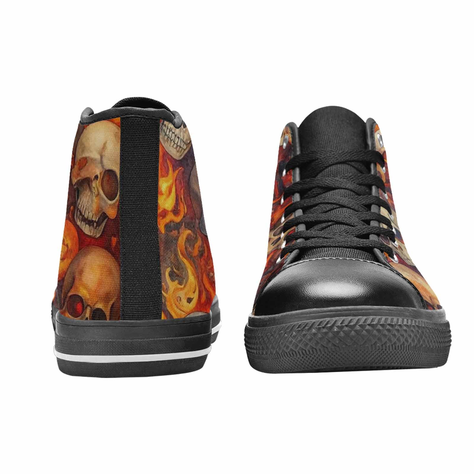 MEN'S Skulls - Flaming High Top Canvas Grunge Custom Shoes