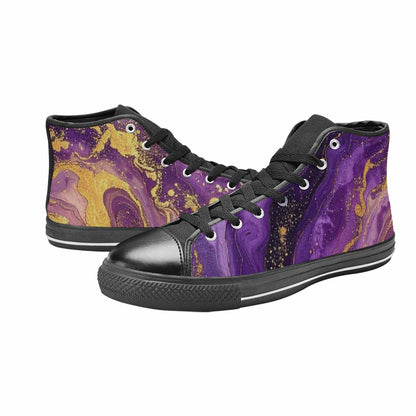 WOMEN'S Starry Night Nebula Brushstroke High Top Canvas Cottagecore Custom Sneakers