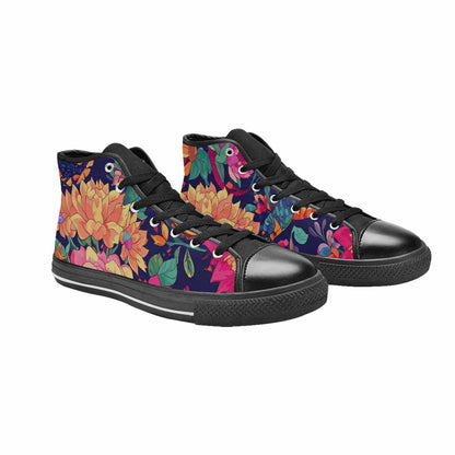 WOMEN'S Floral Snake Print High Top Canvas Dreamcore Custom Sneakers