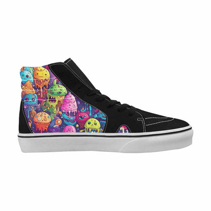 MEN'S Melting Ice Cream Monster High Top Canvas Neon Fantasy Custom Shoes
