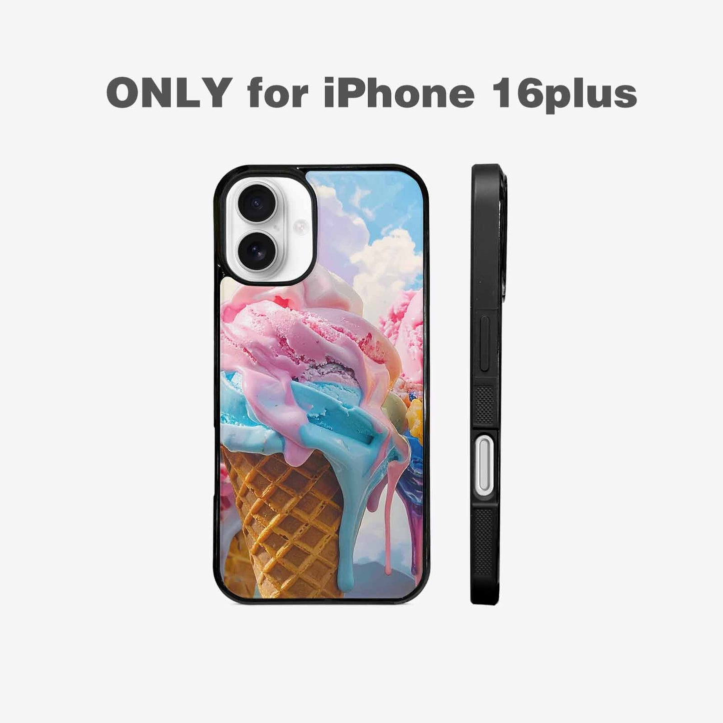 iPhone 16 Plus Case — Collage Of Overlapping Waffle Cone Icecream, Custom Art Phone Cover