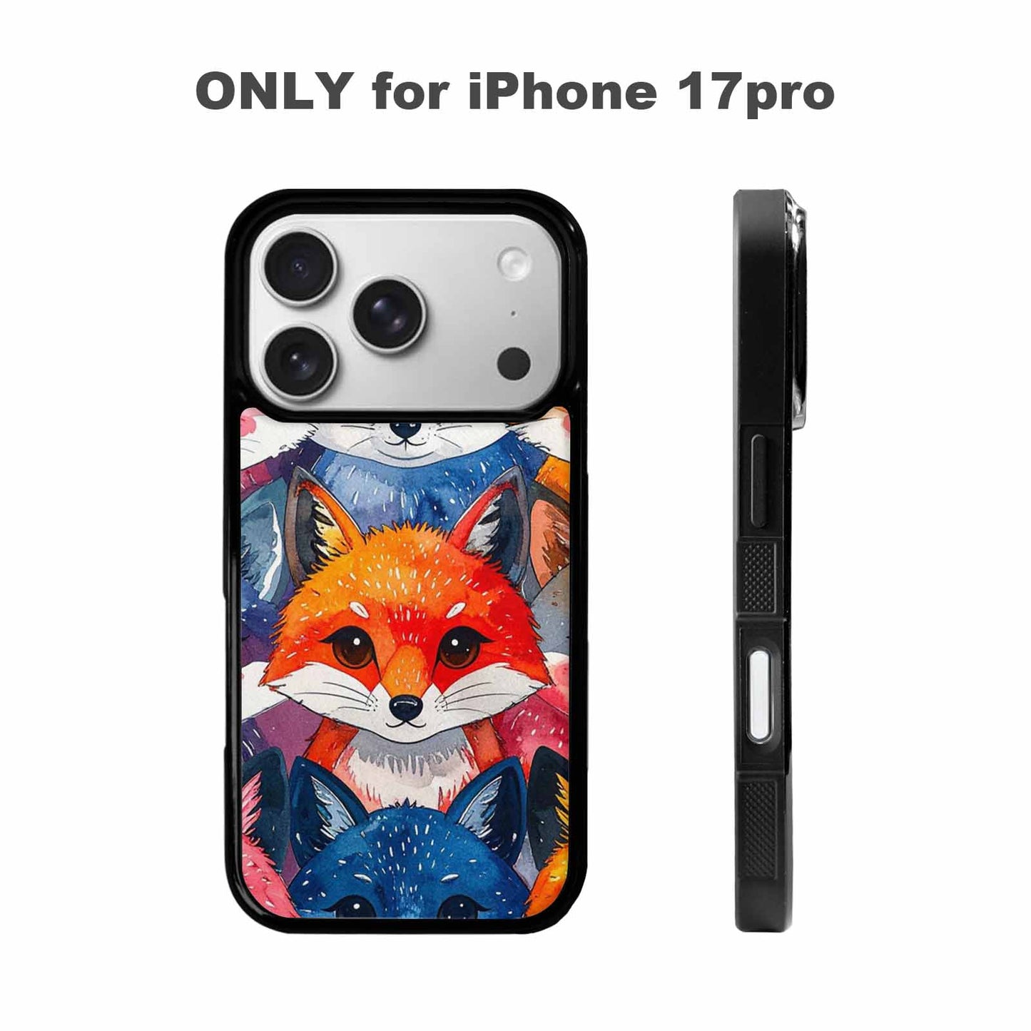 iPhone 17 Pro Case — Watercolor Kawaii Fox Faces Watercolor Abstract, Original Design Phone Case