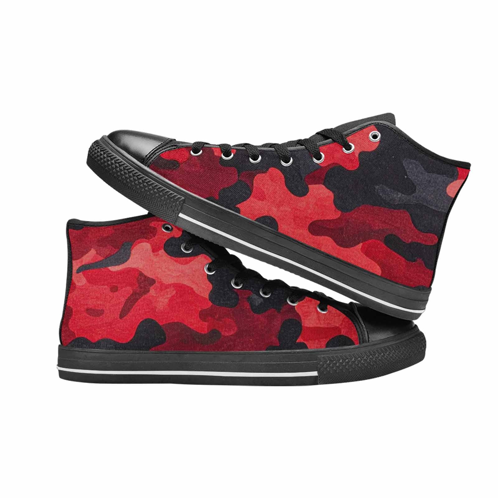WOMEN'S Tactical Camo Red Black High Top Canvas Vivid Sneakers