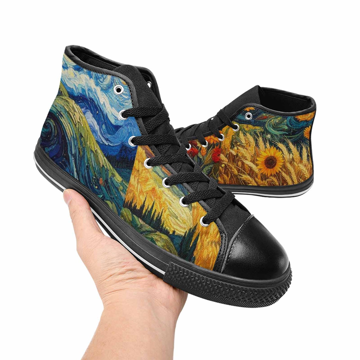 MEN'S Van Gogh-Style Swirl High Top Canvas Surreal Sneakers