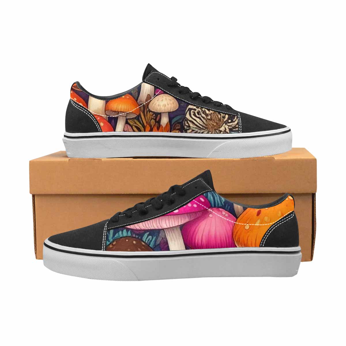 WOMEN'S Mushrooms Lace-Up Canvas Wallpaper Art Sneakers