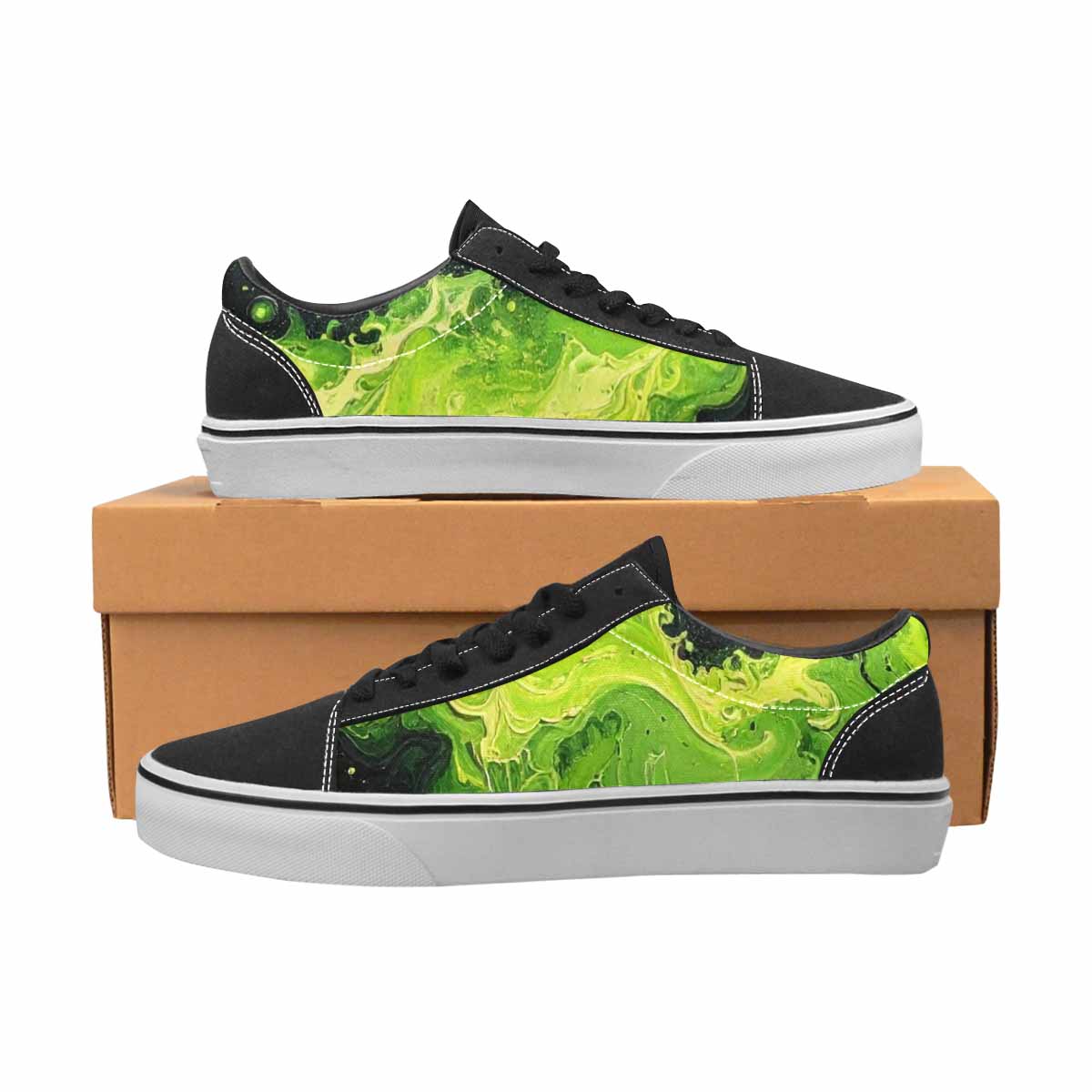 MEN'S Melting Galaxy Acid Green Canvas Lace-Up Cottagecore Custom Sneakers
