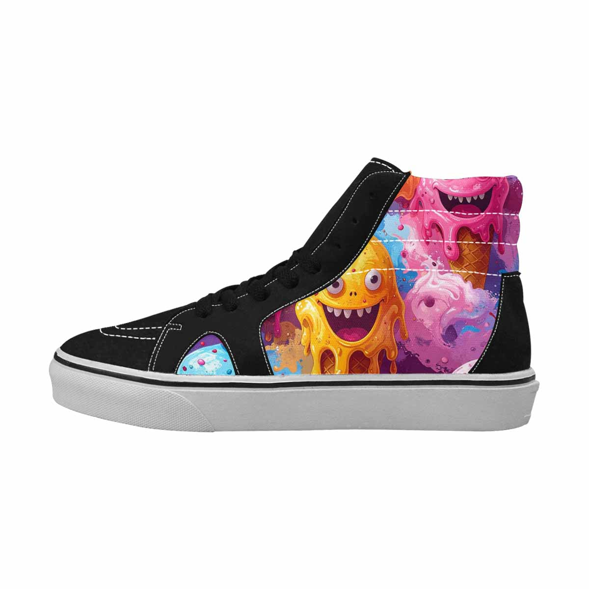 MEN'S Melting Icecream Monster Cherry High Top Canvas Cottagecore Custom Shoes