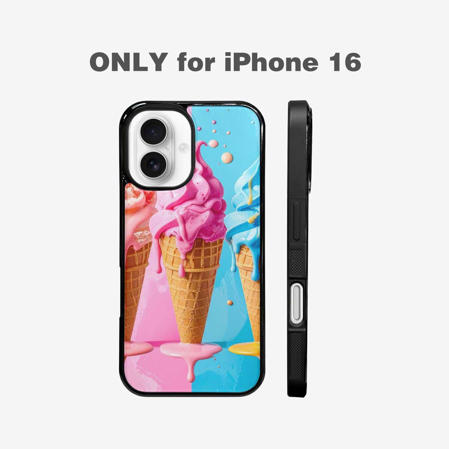 iPhone 16 Case — Collage Of Overlapping Waffle Cones Icecream, Unique Phone Case Design