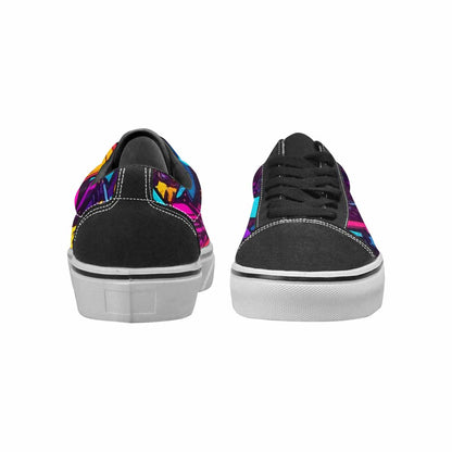 WOMEN'S 80s Retro Motif Lace-Up Canvas Melting Art Sneakers