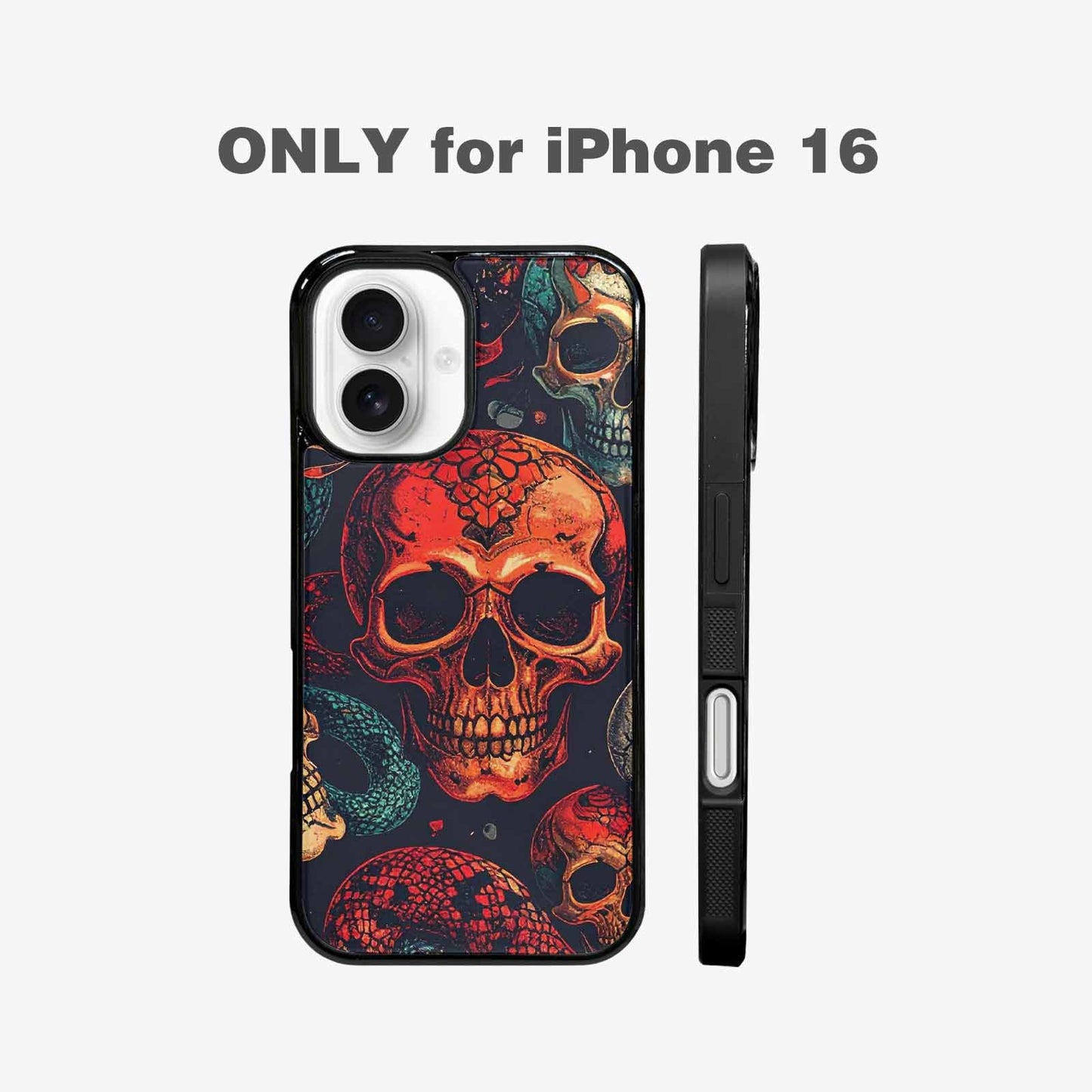 iPhone 16 Case — Snake Skulls Print Custom, Custom Phone Case