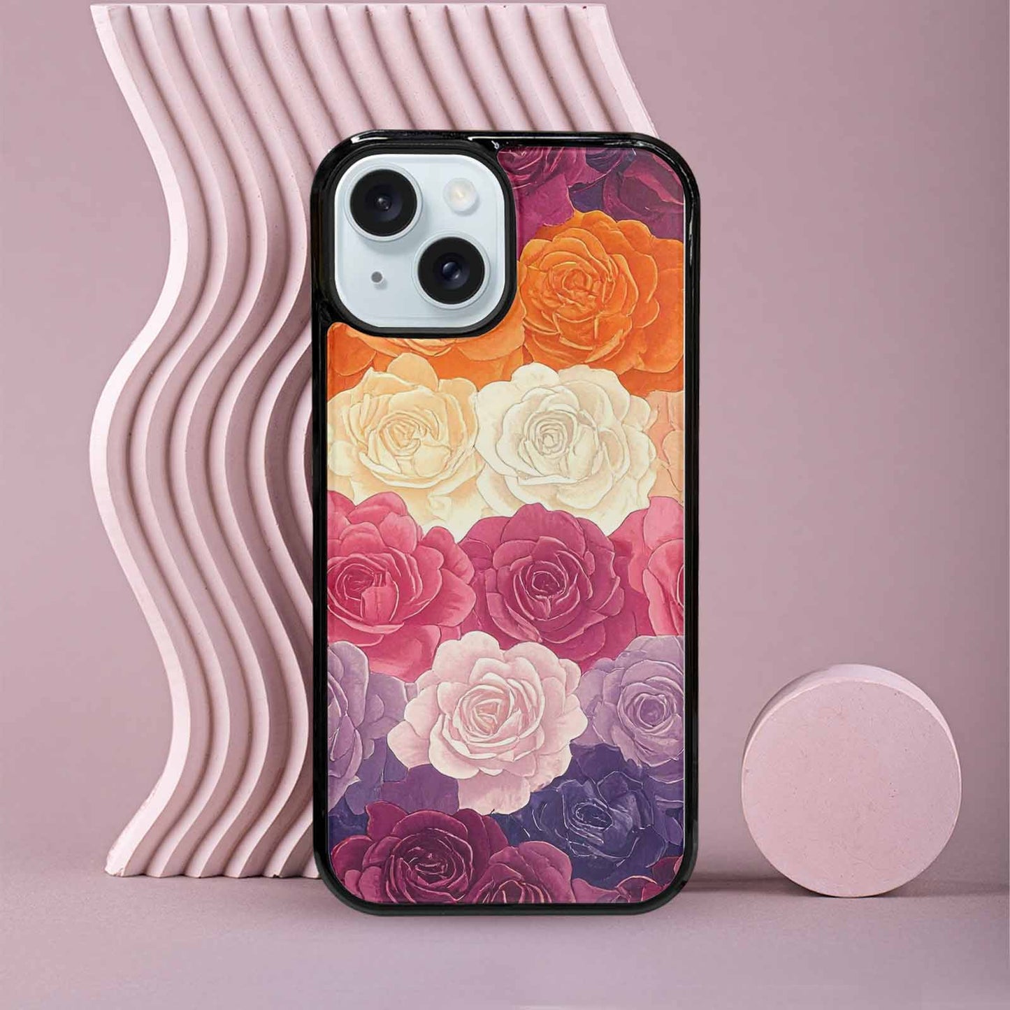 iPhone 15 Case — Lesbian Flag Color Theme Small Rainbow, Unique Phone Case Design