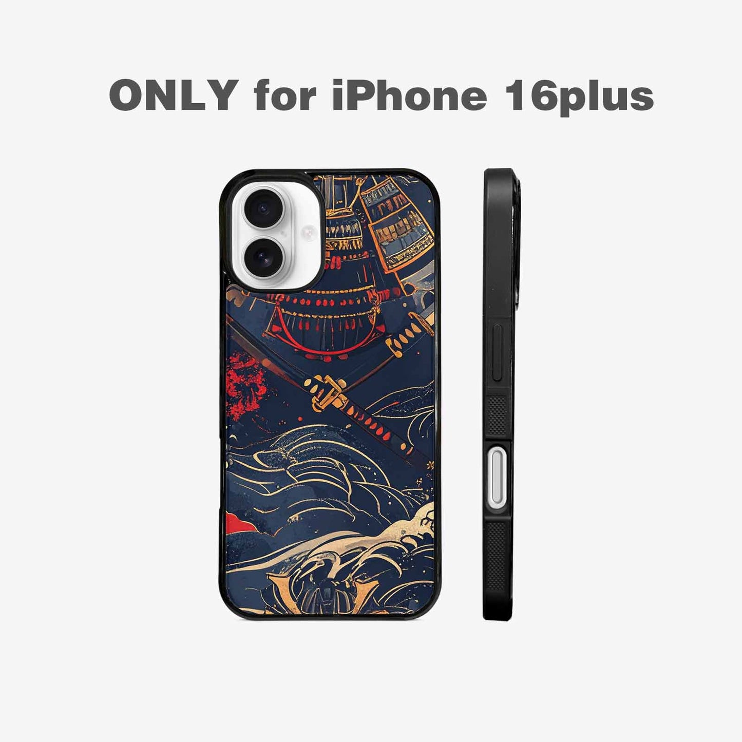 iPhone 16 Plus Case — Samurai Art Repeat Pattern, Original Design Phone Case