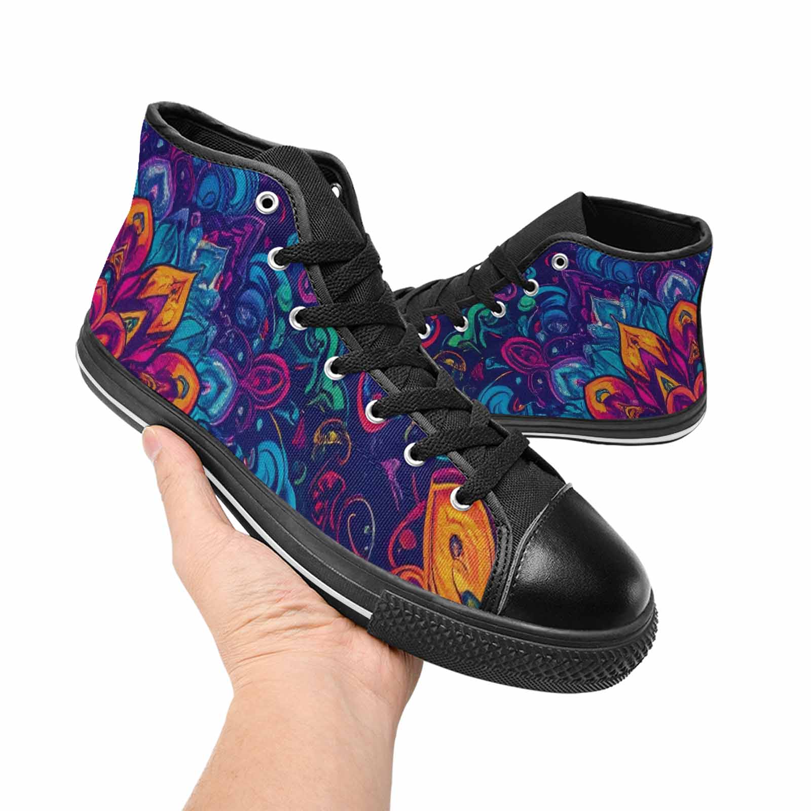 WOMEN'S Tie Dye Mandala High Top Canvas Y2K Sneakers