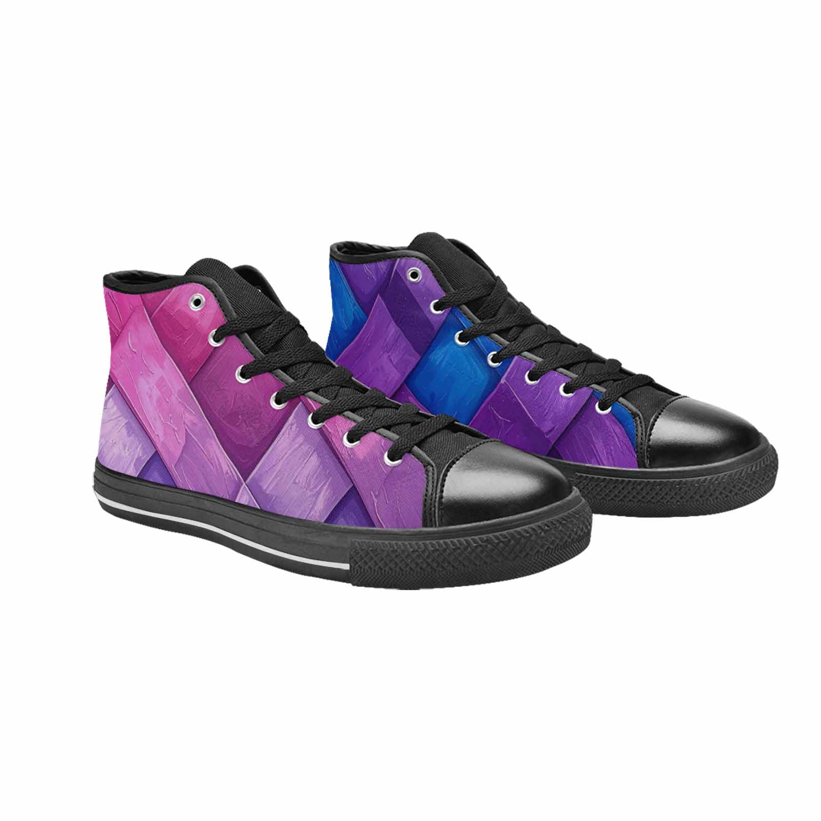 MEN'S Bisexual Flag Color High Top Canvas Vibrant Chaos Shoes