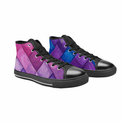 MEN'S Bisexual Flag Color High Top Canvas Vibrant Chaos Shoes