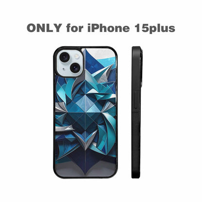 iPhone 15 Plus Case — Geometric Origami Art Pattern, Customized Protective Case