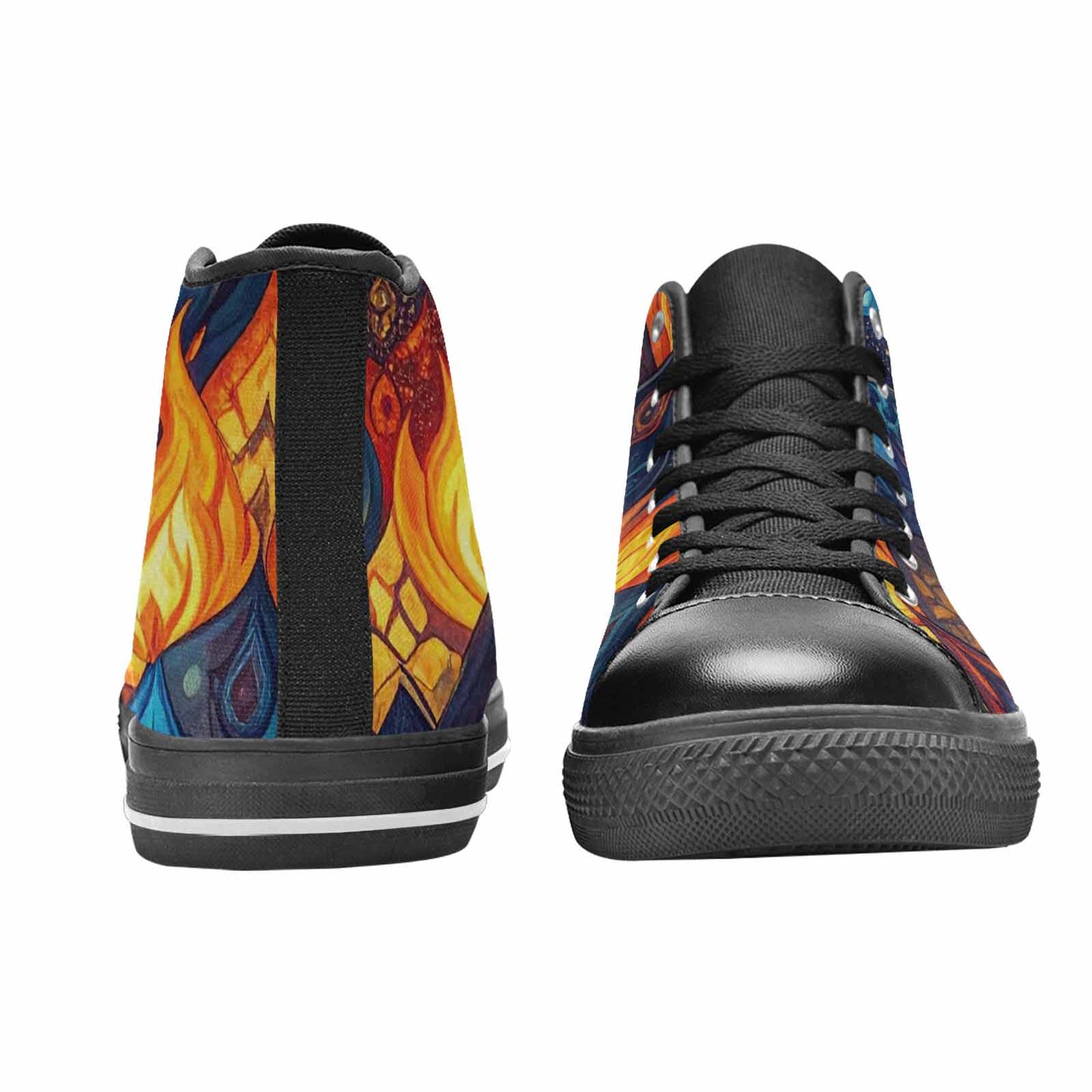 MEN'S Fire Flame High Top Canvas Neon Fantasy Sneakers