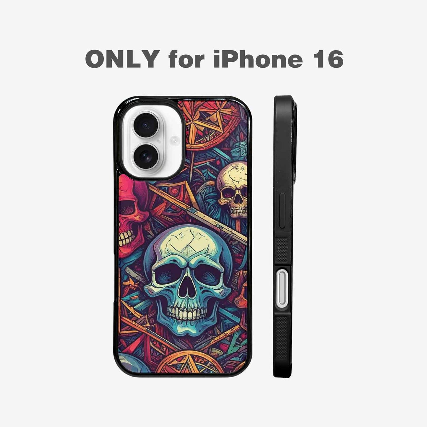 iPhone 16 Case — Sacred Geometry Lots Of Skulls Seamless, Custom Designed Case Cover