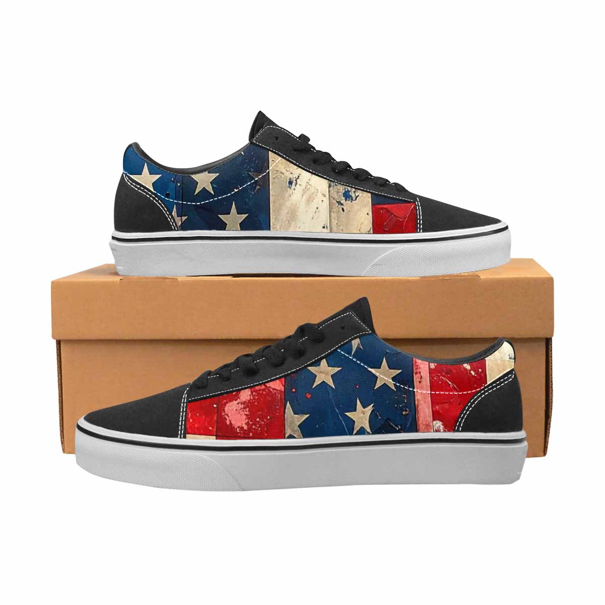 WOMEN'S American Flag Stars Canvas Lace-Up Neon Fantasy Sneakers