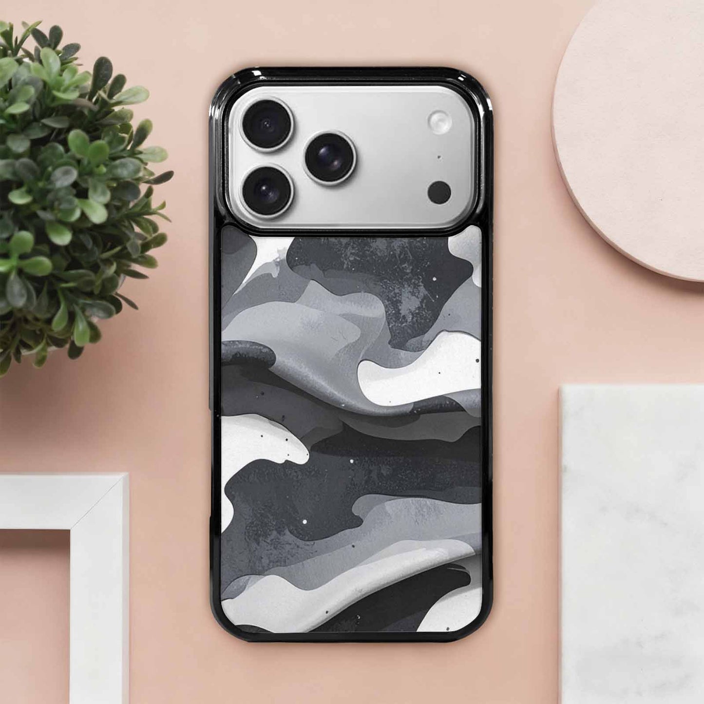 iPhone 17 Pro Max Case — Grey Camo Print Camo, Custom Printed Phone Case