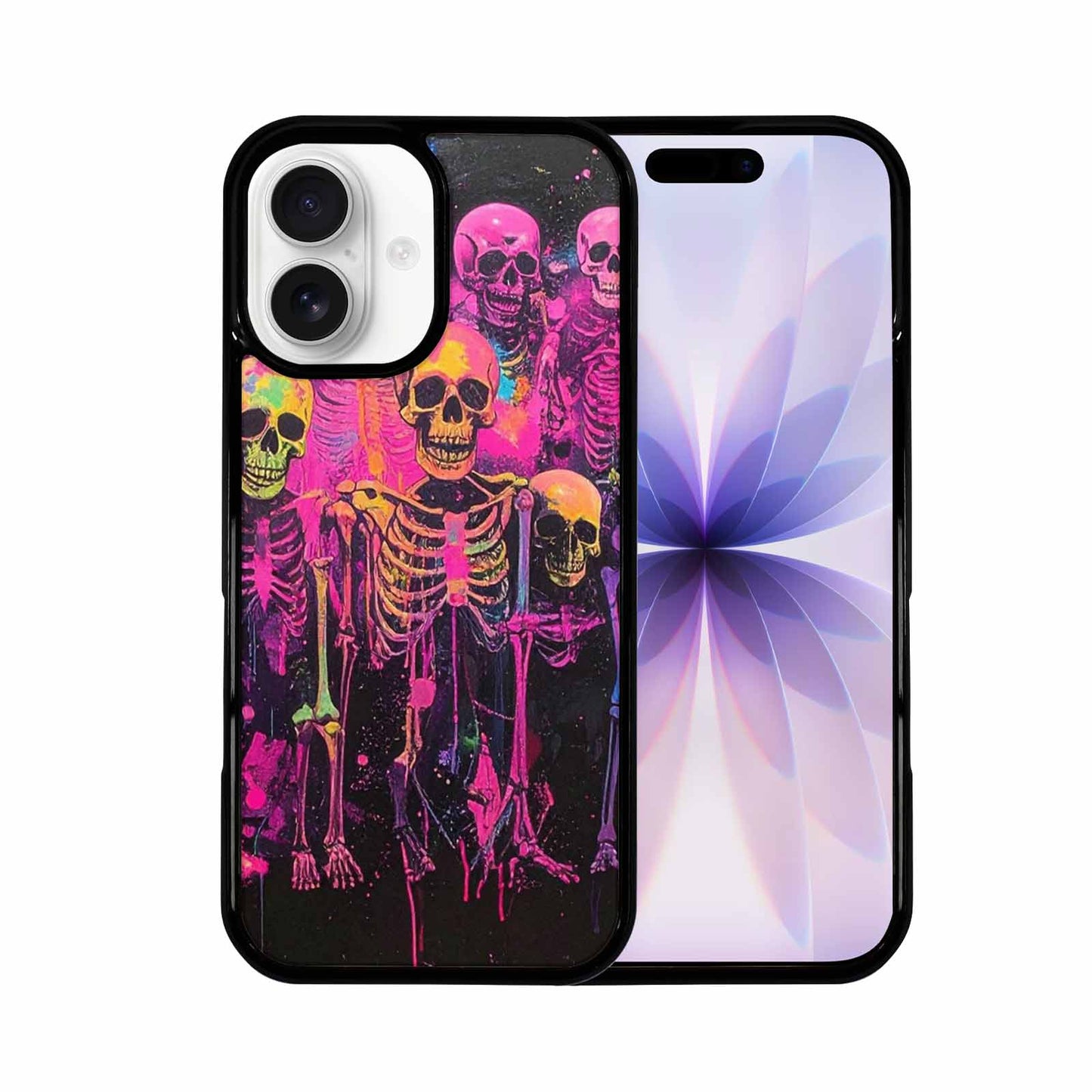 iPhone 17 Case — Skeletons Neon Pink Glowskelet Original Art, Personalized Phone Case
