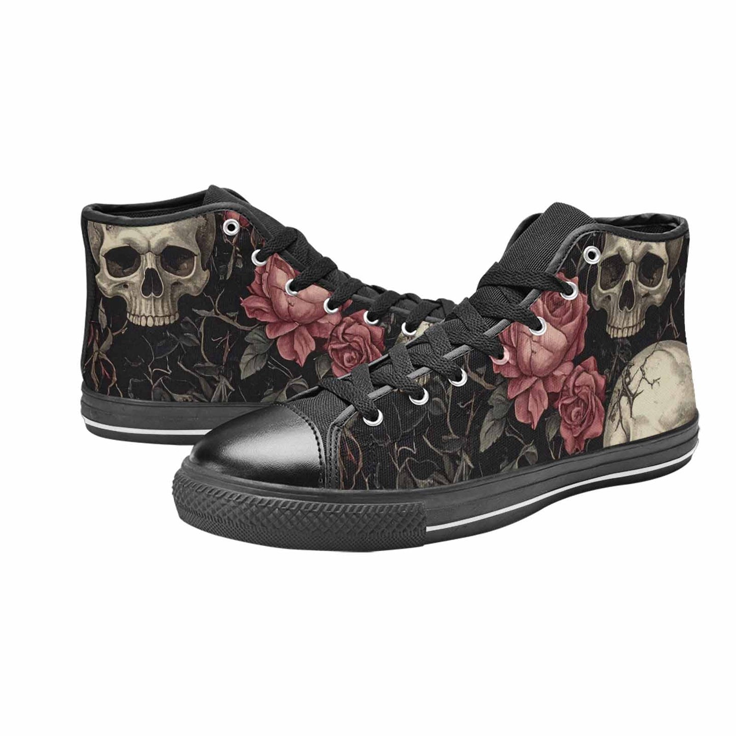 MEN'S Skulls - Roses High Top Canvas Cottagecore Shoes