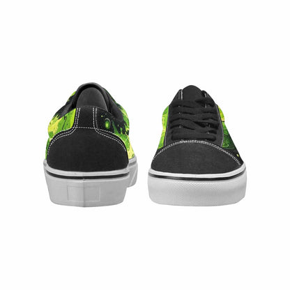 WOMEN'S Melting Galaxy Acid Green Canvas Lace-Up Surreal Shoes