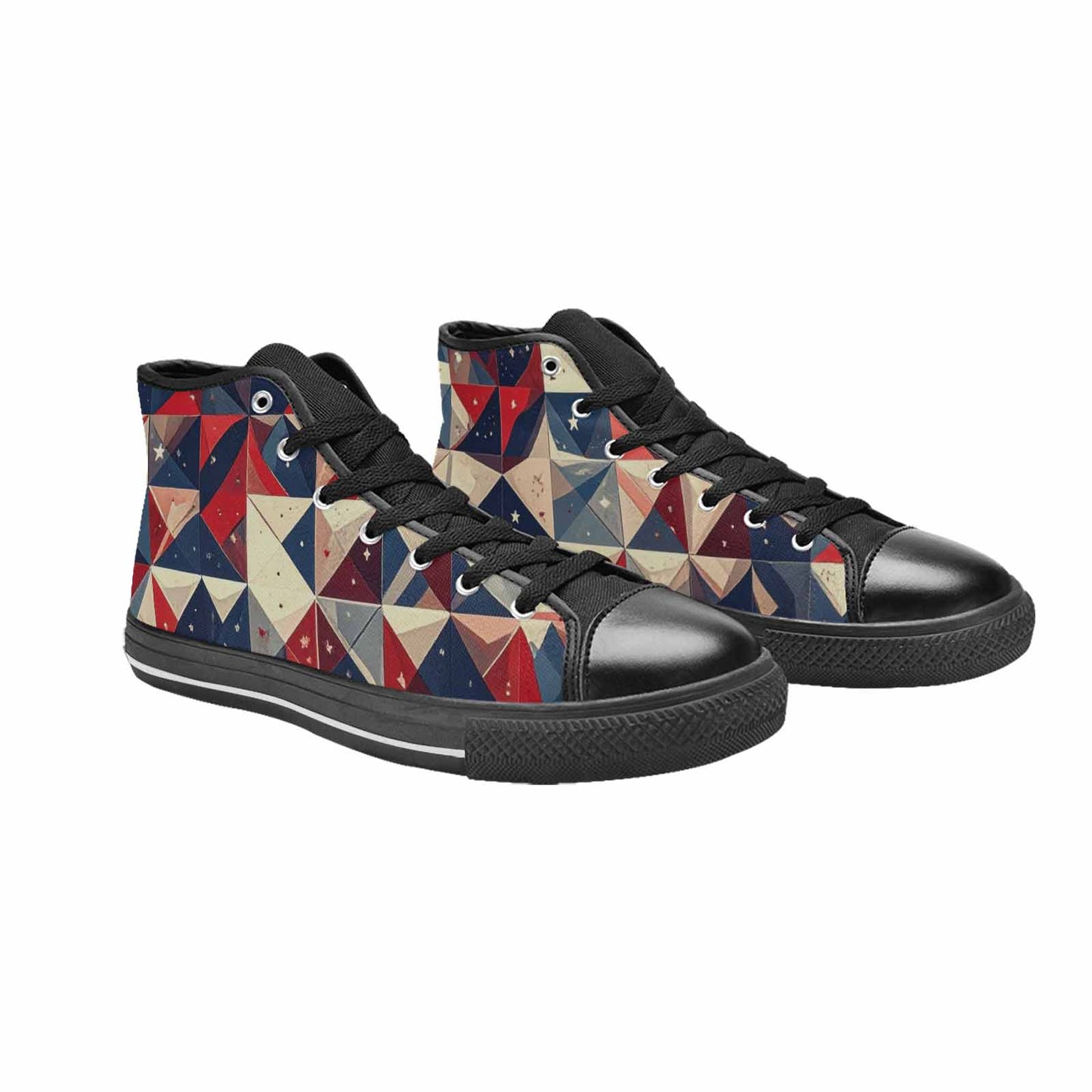 MEN'S American Flag Stars High Top Canvas Vibrant Chaos Custom Sneakers