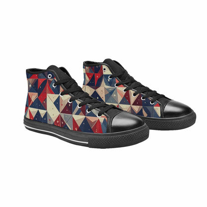 MEN'S American Flag Stars High Top Canvas Vibrant Chaos Custom Sneakers