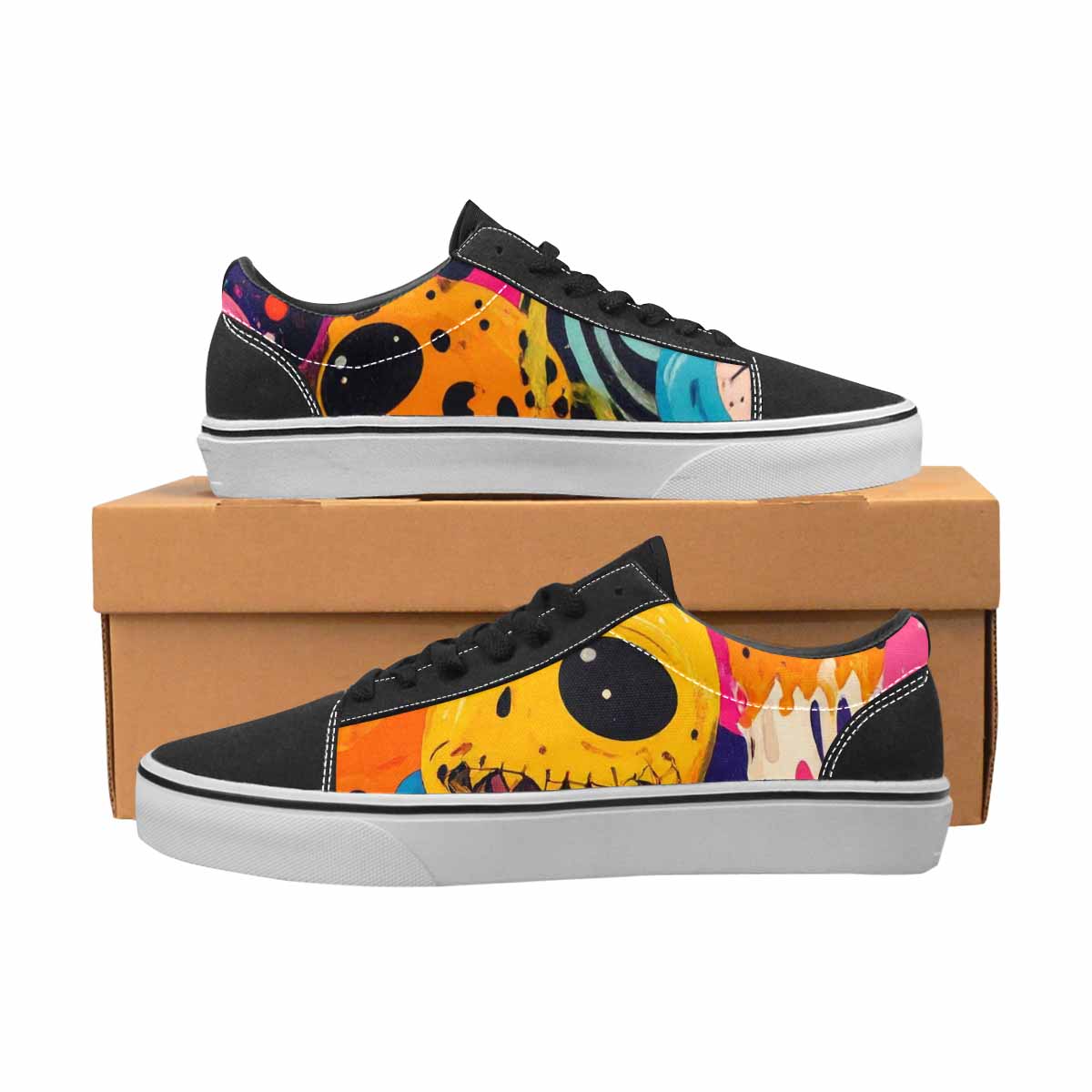 WOMEN'S Melting Aliens Lace-Up Canvas Vibrant Chaos Sneakers