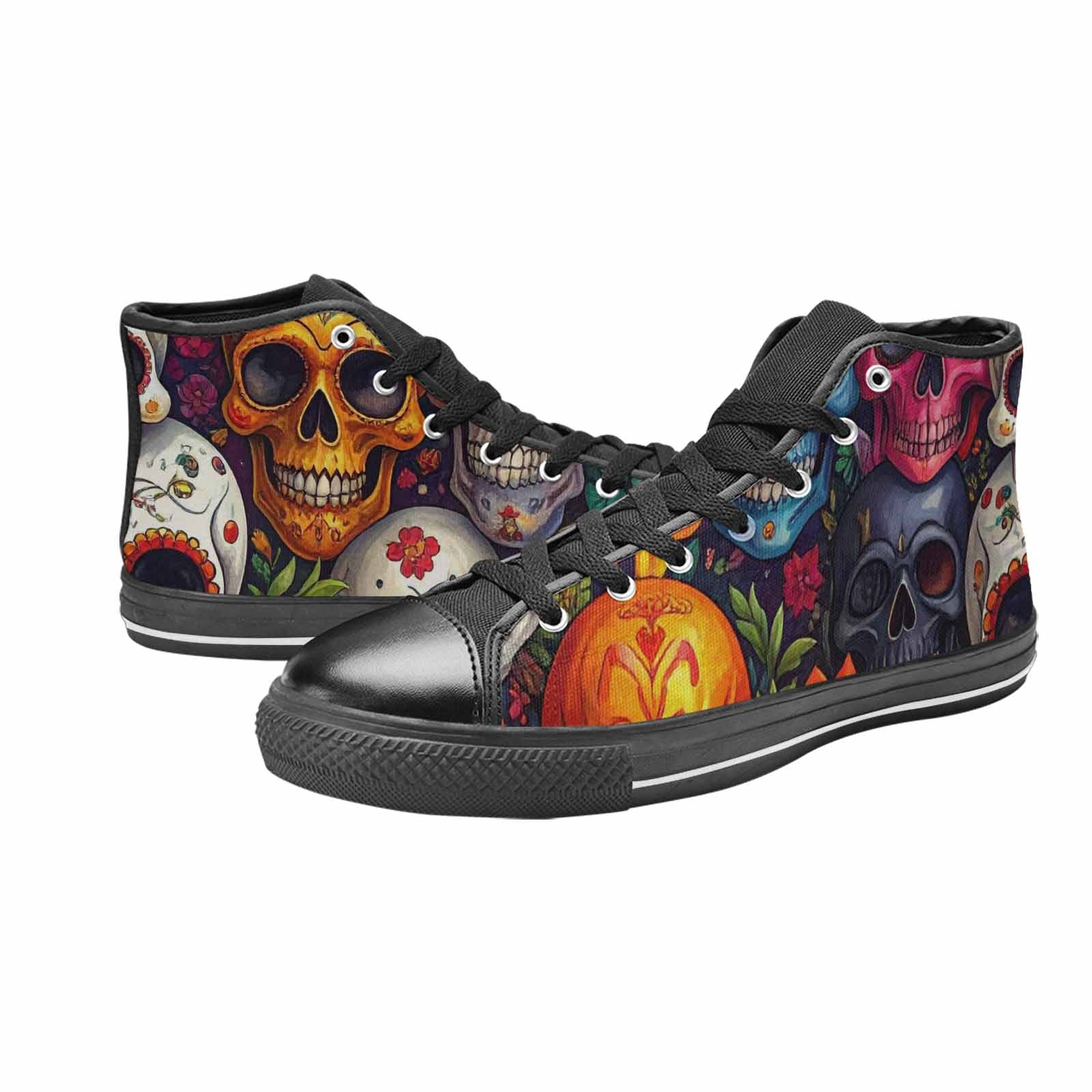 WOMEN'S Skull High Top Canvas Y2K Custom Sneakers