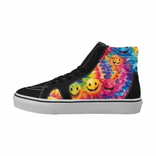 WOMEN'S Smiley Facessmiley Faces - High Top Canvas Kaleidoscope Custom Sneakers