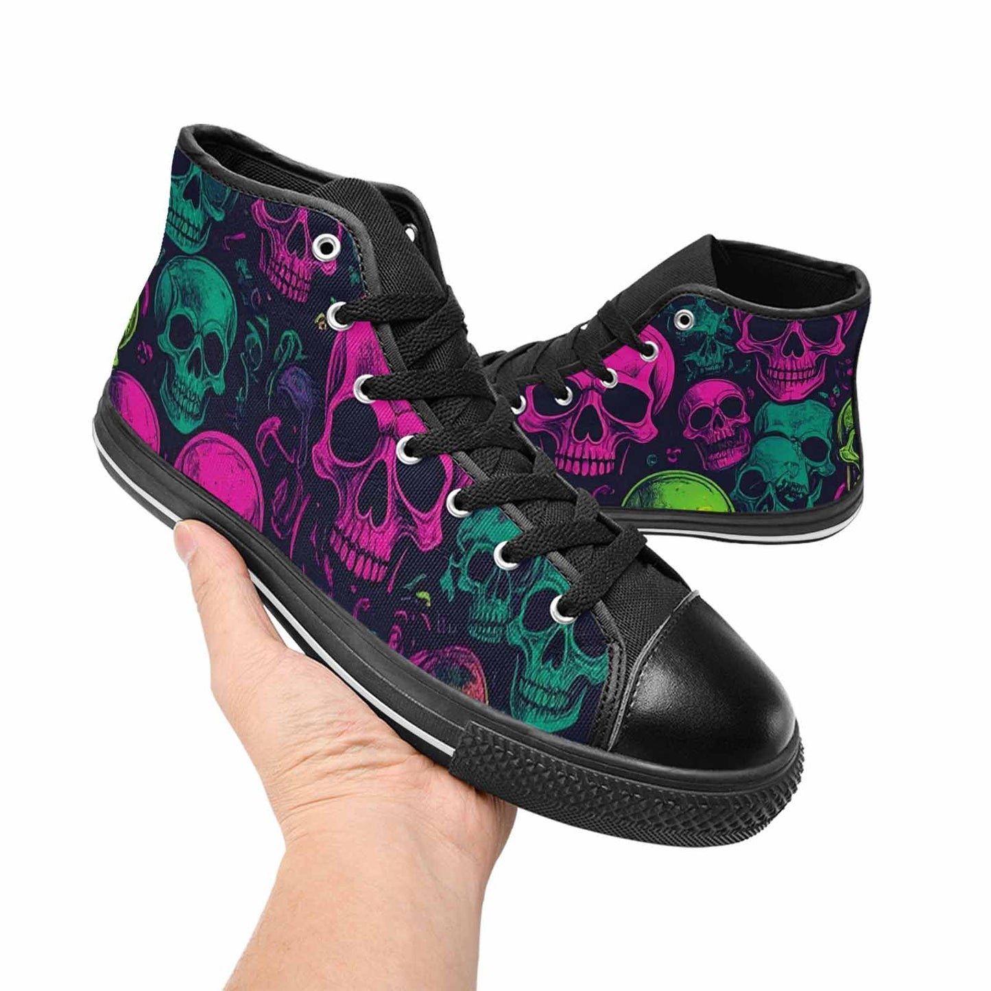 MEN'S Skulls - Neon High Top Canvas Vibrant Chaos Shoes