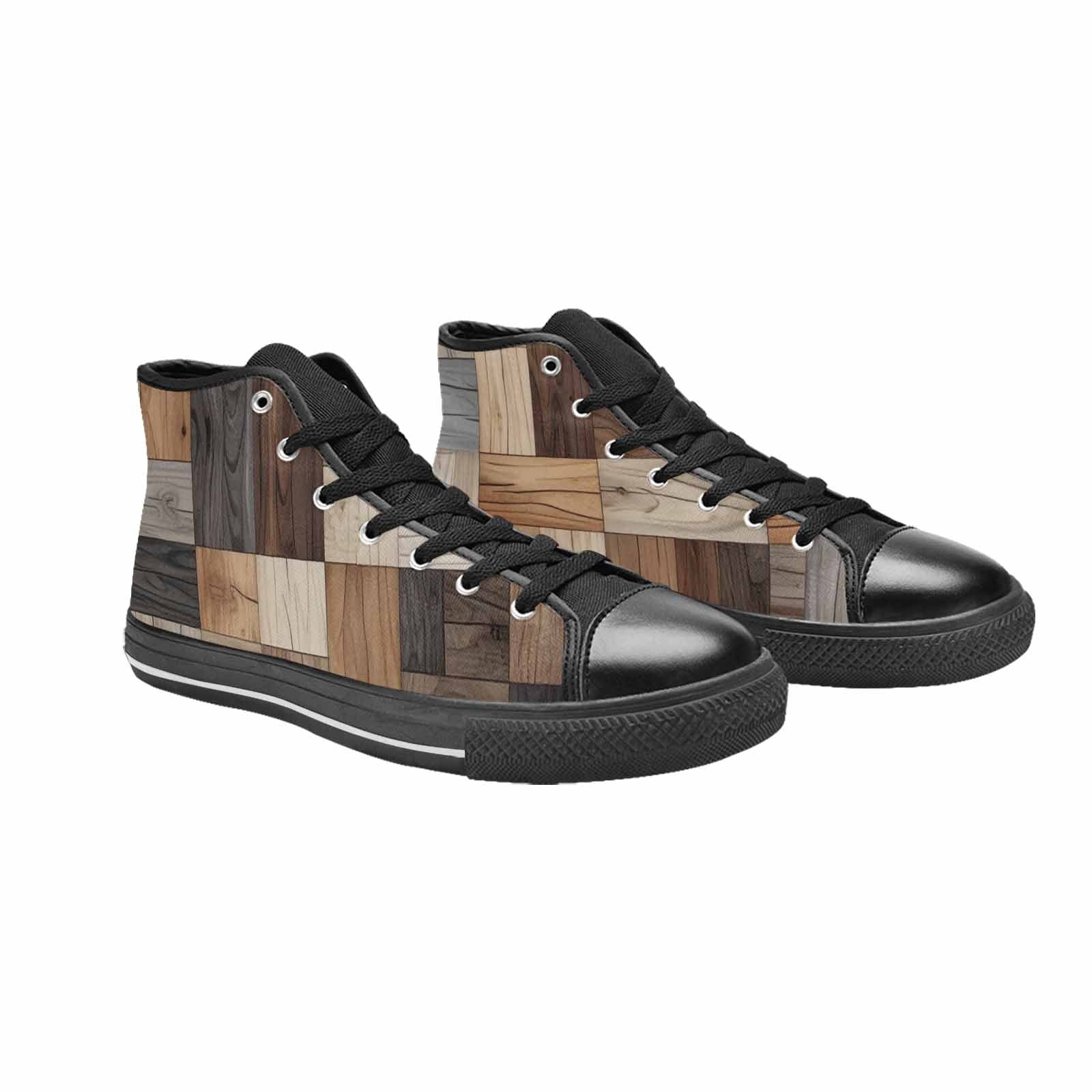 WOMEN'S Wood Grain Texture High Top Canvas Cottagecore Shoes