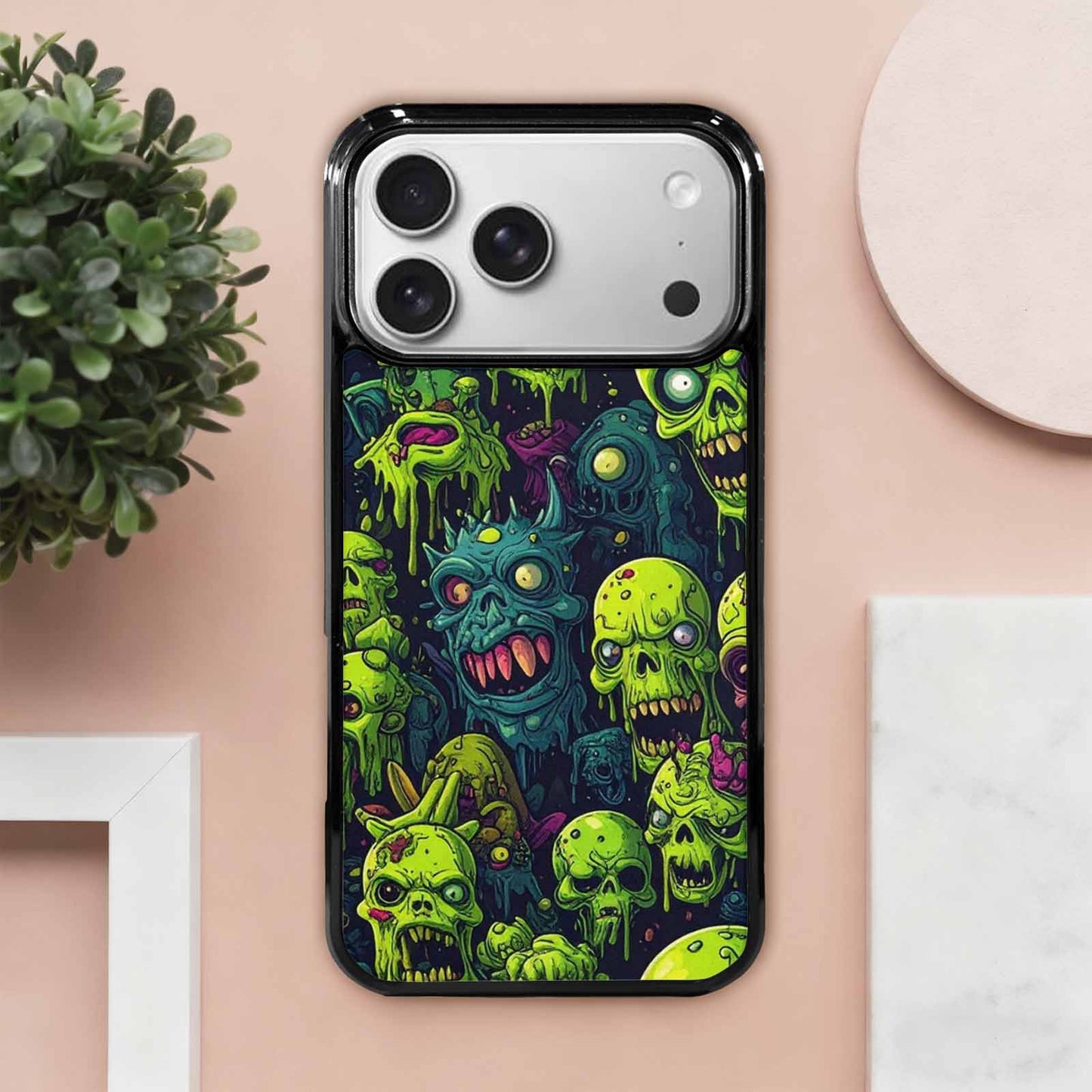 iPhone 17 Pro Max Case — Toxic Radioactive Creature Pattern Original Art, Original Design Phone Case